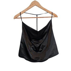 NWT Forever 21 Women's Large Black Satin Cowl Neck Cami top